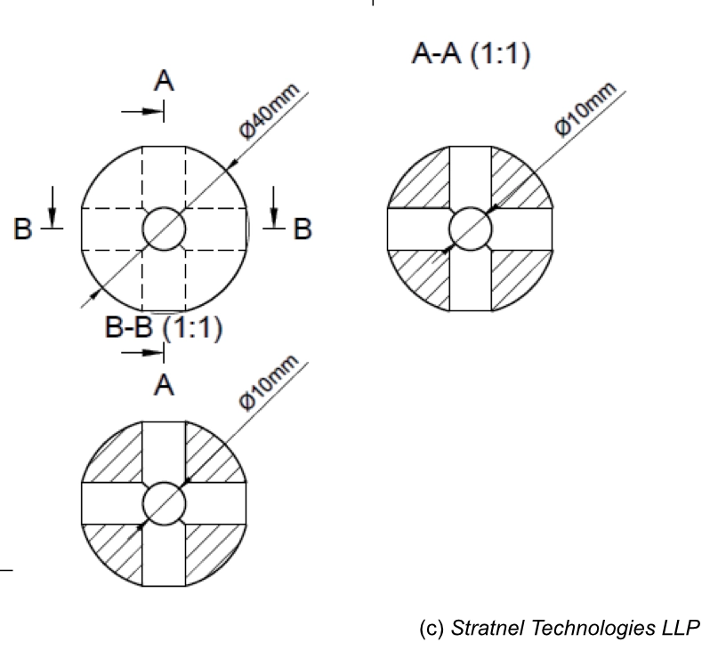 Drill jig concept — spherical object with axial holes in three axes — Stratnel